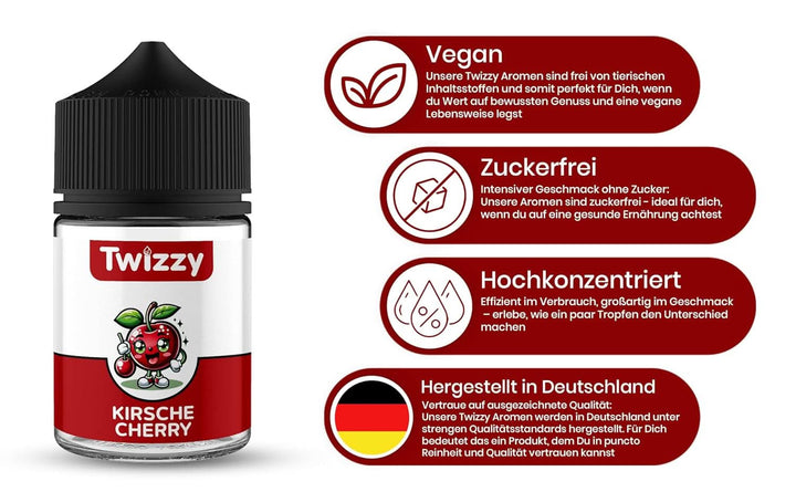 Aromă alimentară Twizzy Cherry - 60 ml - Aromă intensă - Ideală pentru coacere