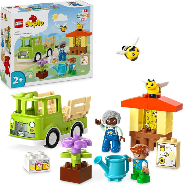 LEGO DUPLO Town Apicultură și stupi, jucărie educativă pentru copii mici cu 2 figuri și un camion mobil, set de construit și reconstruit, jucărie pentru copii mici de la 2 ani 10419