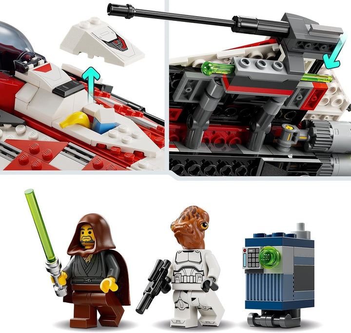 LEGO Star Wars Jedi Bob's Starfighter, jucărie de construit, cărămizi de jucărie pentru navă stelară, personaj popular, cadou de ziua de naștere pentru băieți, fete și toți fanii cu vârsta peste 8 ani 75388
