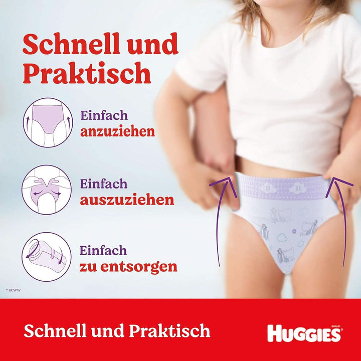 Huggies Ultra Comfort Pants, mărimea 5, 12 - 17 kg, Pentru copii activi, Cu indicator de umezeală și tehnologie cloud waistband, 128 scutece