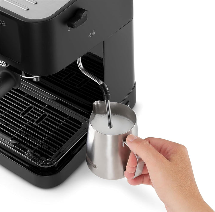 De'Longhi Stilosa EC 230.BK - Mașină espresso tradițională cu portafilter, mașină espresso cu spumă de lapte manuală, pentru pulbere espresso, rezervor de apă de 1 litru, negru, 1100 W