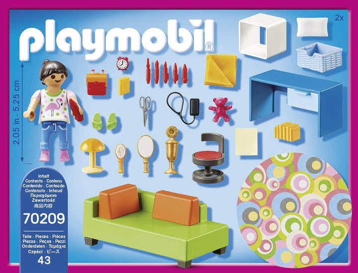 Casă de păpuși PLAYMOBIL 70209 Cameră de tineret cu figurină de fată și accesorii, de la 4 ani