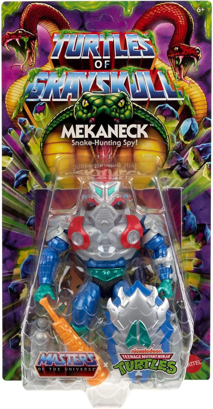 Masters of the Universe Origins Turtles of Grayskull Mekaneck Reptile Wars Movable Action Figure, Teenage Mutant Ninja And MOTU Crossover Hero Toy, JBN00, [Multicolor]