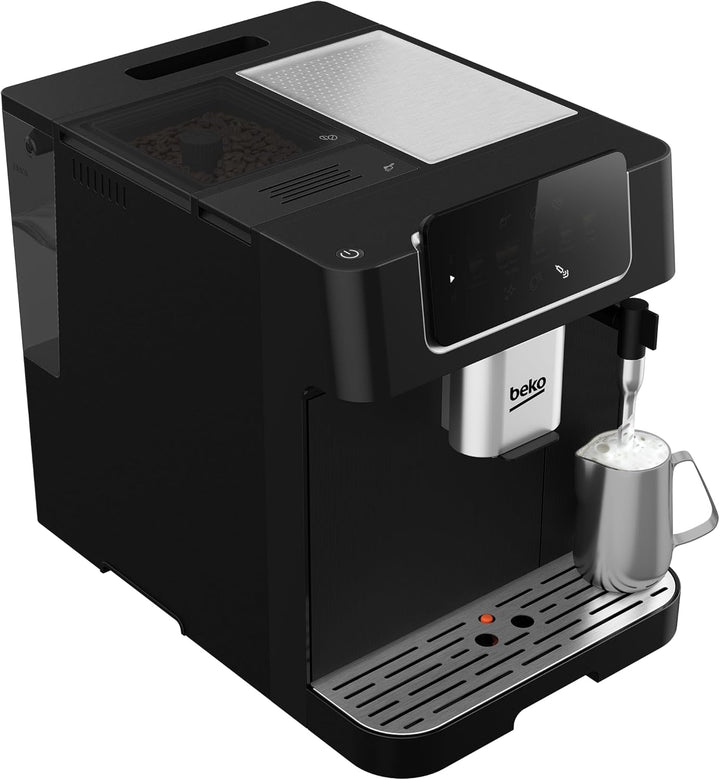 Beko - CEG7302B - Aparat de cafea complet automat cu spumă de lapte, digital, pretopire automată, presiune 19 bar - Negru, 27,5 X 40,5 X 34 Cm