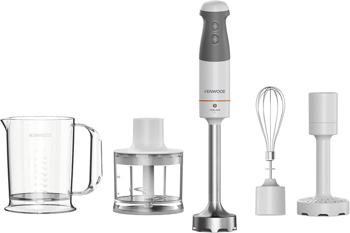 Kenwood Triblade XL Pro Stabmixer HBM80.322BK, 1200W, Variable Geschwindigkeiten, Edelstahl(Pürierfuß), Schneebesen, Emulgieraufsatz, 500Ml Zerkleiner, 700 & 250Ml Becher, Spülmaschinenfeste Teile