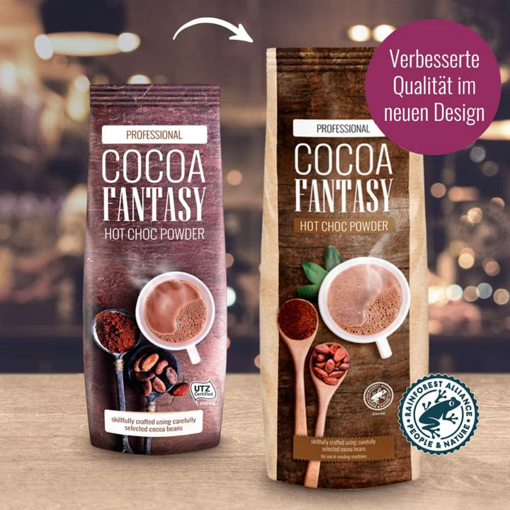 Cocoa Fantasy Hot Choc Powder, 1 kg pudră de cacao pentru ciocolată caldă, 15% conținut de cacao