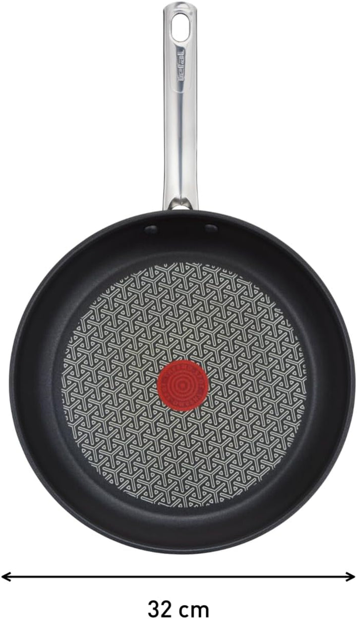 Tefal Duetto Pfanne A70408 | 32 Cm | Leichte Reinigung | Sichere Antihaftversiegelung | Temperaturindikator Thermo-Spot | Gesundes Kochen | Edelstahl-Kochgeschirr | Anbraten | Induktion