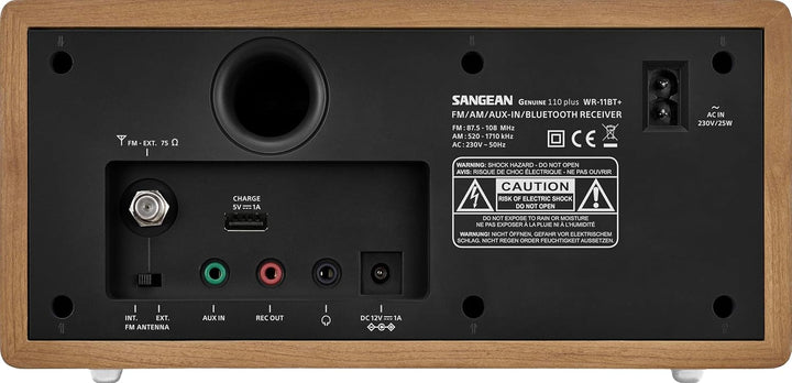 Radio de birou retro Sangean WR-11 cu tuner Ukw/Mw - mufă pentru căști - carcasă din lemn maro