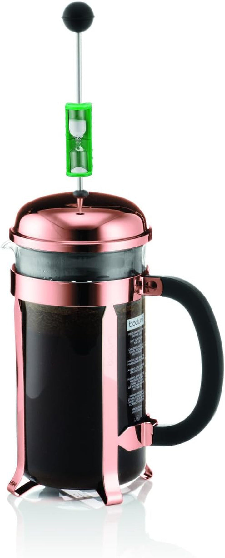 Bodum K1928-18-1 Chambord Set filtru de cafea 8 cești cu 2 pahare 35 Cl Pavina cu perete dublu, crom, 1 litru, roz, 14,9 X 26,8 X 32,5 cm