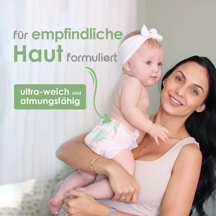 Pureborn Eco Bio-Bambus Windeln, Größe Für Neugeborene (Bis 5 Kg), 272 Stück (2 X 136), Umweltfreundlich, Hypoallergen, Ultraweich, Mit Nässeindikator, Diverser Aufdruck