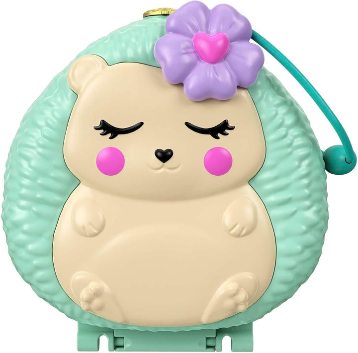 Polly Pocket GTN15 - Cutie de cafea cu arici în design de cafenea și animal de companie, păpușă și prieten mic Polly, 2 figuri de animale, efecte surpriză, cadou de jucărie minunat pentru copii cu vârsta peste 4 ani