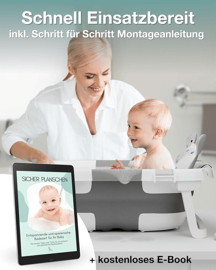 Lunora Popopool Babybadewanne Das Original | Platzsparende & Faltbare Babywanne Inkl. Komfort-Kissen | Hochwertige Kinderbadewanne Bpa-Frei | Ideal Für Baby 0-24 Monate | Inkl. E-Book