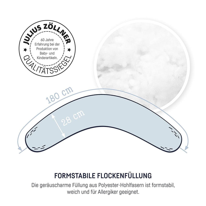 Julius Zöllner Stillkissen, Schwangerschaftskissen, Lagerungskissen, Besonders Angenehme Und Anschmiegsame Flockenfüllung,Baumwolle , Ca. 180 Cm, Mountain Bear