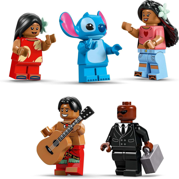 LEGO Ç€ Disney Casa de pe plajă din "Lilo și Stitch" - Jucărie de construit cu 6 camere, observator, navă spațială și 5 minifigurine - cadou de ziua de naștere pentru fete și băieți de 9+ și fani 43268