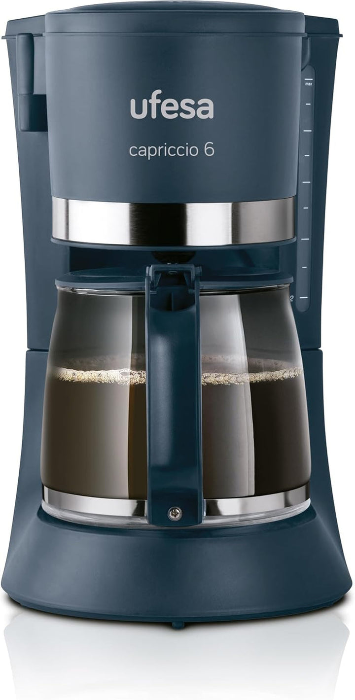Ufesa CG7115 Capriccio 6 Delux filtru de cafea cu picurare, 6 cești, 600W, carafă de 0,6L, sistem anti-picurare, oprire automată, suprafețe din oțel inoxidabil