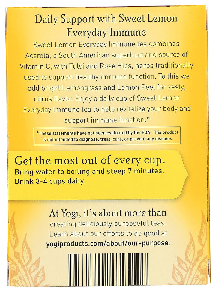 Organic Sweet Lemon Immune Everyday Tea, 16 CT Tea USA Naty Shop