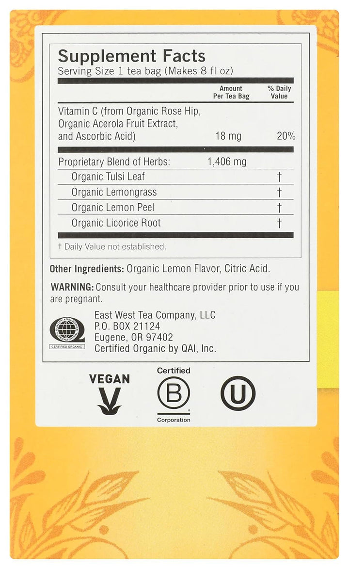 Organic Sweet Lemon Immune Everyday Tea, 16 CT Tea USA Naty Shop