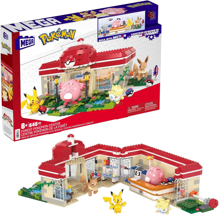 MEGA Pokémon Action Figure Building Toy, Arena de antrenament cu 1101 piese, joc de lupte și 5 figuri mobile pentru copii, HWR82
