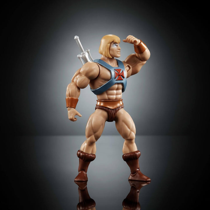 Masters of the Universe Origins Action Figure Faker din colecția de desene animate, aproximativ 14 cm înălțime, duplicat He-Man din serialul TV din anii 1980, design detaliat și 16 puncte de mișcare, JBM82
