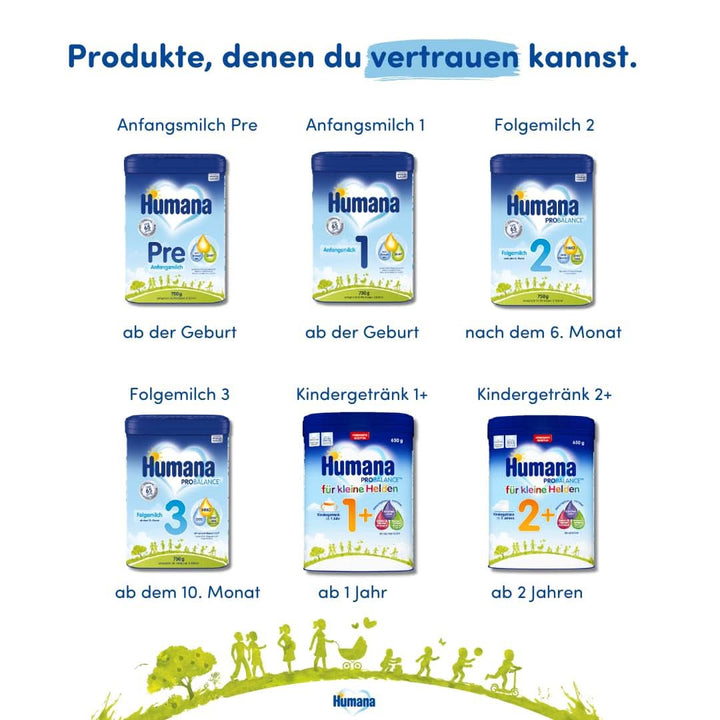 Humana PROBALANCE Folgemilch 3, Ab Dem 10. Monat, Babynahrung Im Anschluss an Das Stillen, Einer Anfangsnahrung Oder Einer Folgemilch 2, Ideal Zum Zufüttern, 750 G