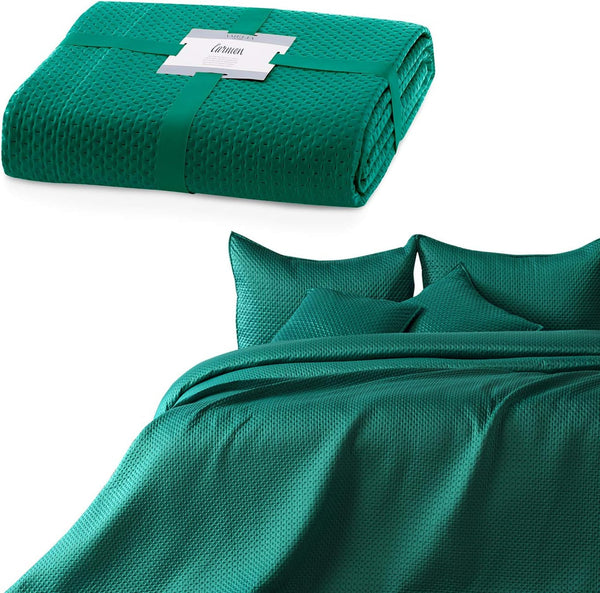 Ameliahome Tagesdecke 200X220 Cm DunkelgrÃ¼n BettÃ¼berwurf Zweiseitig PrÃ¤gung Matt Satin Carmen