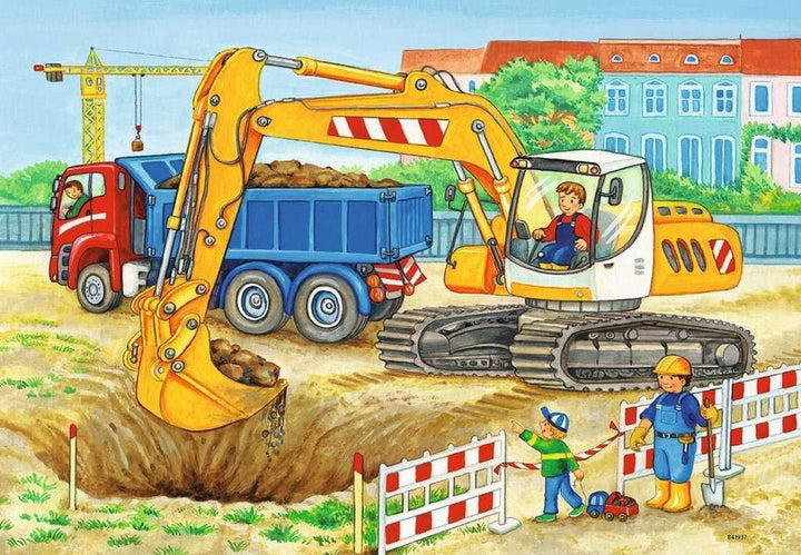 Ravensburger Puzzle pentru copii - 07616 Șantier de construcții și fermă - Puzzle pentru copii de la 3 ani, cu 2X12 piese