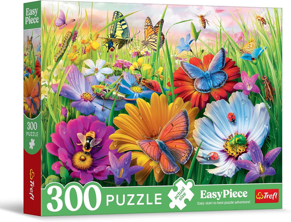 Trefl - Easypiece Puzzle: Insecte pe pajiște - 300 de piese - piese mari, ușor de puzzleat, pentru adulți și copii de la 10 ani în sus