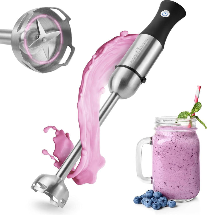 Proficook® 2In1 Stabmixer & Schneebesen | Stabmixer 1000 Watt Für Mixen, Zerkleinern & Pürieren | Smoothie Maker M. Langem Mixstab | Pürierstab M. Edelstahlgehäuse & Soft Touch-Griff | PC-SMS 1220