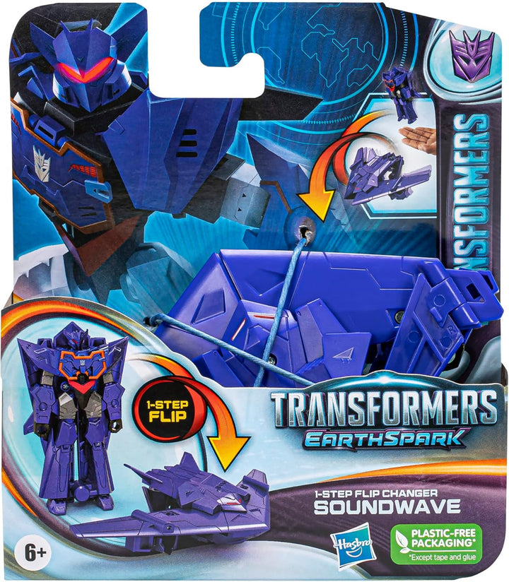 Jucărie Transformers Earthspark 1-Step Flip Changer Soundwave figurină (10 cm), jucărie robot pentru copii cu vârsta peste 6 ani Action figures Naty Shop