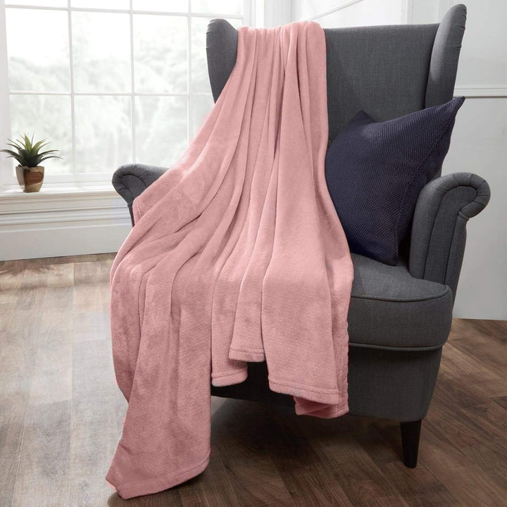 Brentfords Flanell-Fleece-Decke, Extraweich, GroÃŸ, Flauschig, Warm, Tagesdecke FÃ¼r Schlafzimmer, Einzelbett, Sofa, Couch, Blush Pink â€“ 120 X 150 Cm