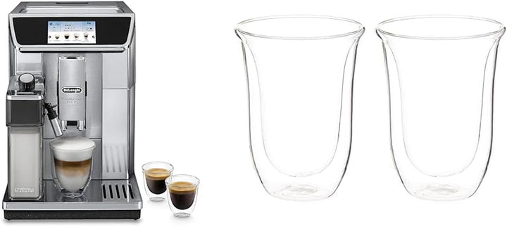 Aparat de cafea complet automat De'Longhi Primadonna Elite ECAM 656.55.MS Cu sistem de lapte Lattecrema, cappuccino și espresso, afișaj color cu ecran tactil TFT de 3,5 inchi și control prin aplicație, față din oțel inoxidabil, argintiu