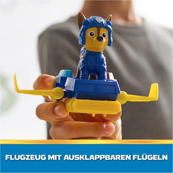 PAW PATROL, Chase Action Pup, figurină de joacă cu mini avion de salvare cu aripi pliabile, jucărie pentru copii începând cu vârsta de 3 ani