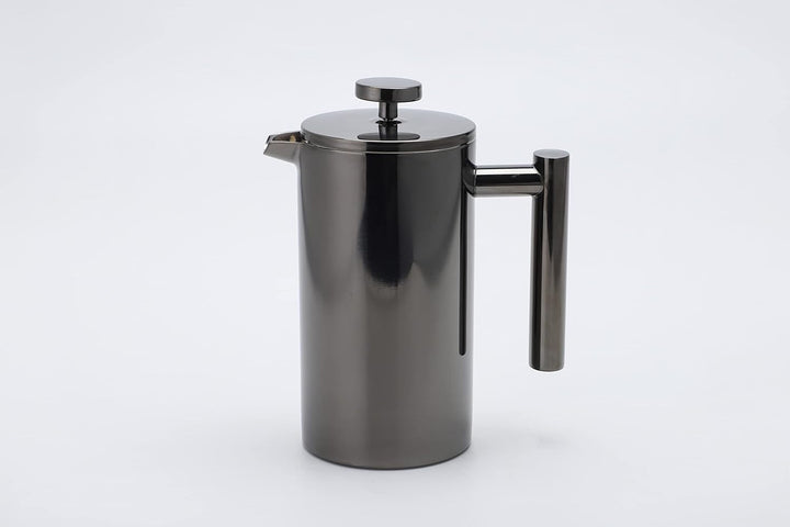 ECHTWERK Presă franceză din oțel inoxidabil, presă de cafea termoizolată cu pereți dubli, filtru de cafea cu filtru de presă pentru acasă, camping și birou, Black Edition, 800 Ml