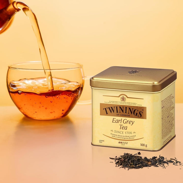 Earl Grey Loose Black Tea Tin, 3.53 Ounce Tin (Pack of 1), Flavoured with Citrus and Bergamot, Caffeinated, Enjoy Hot or Iced Tea USA Naty Shop