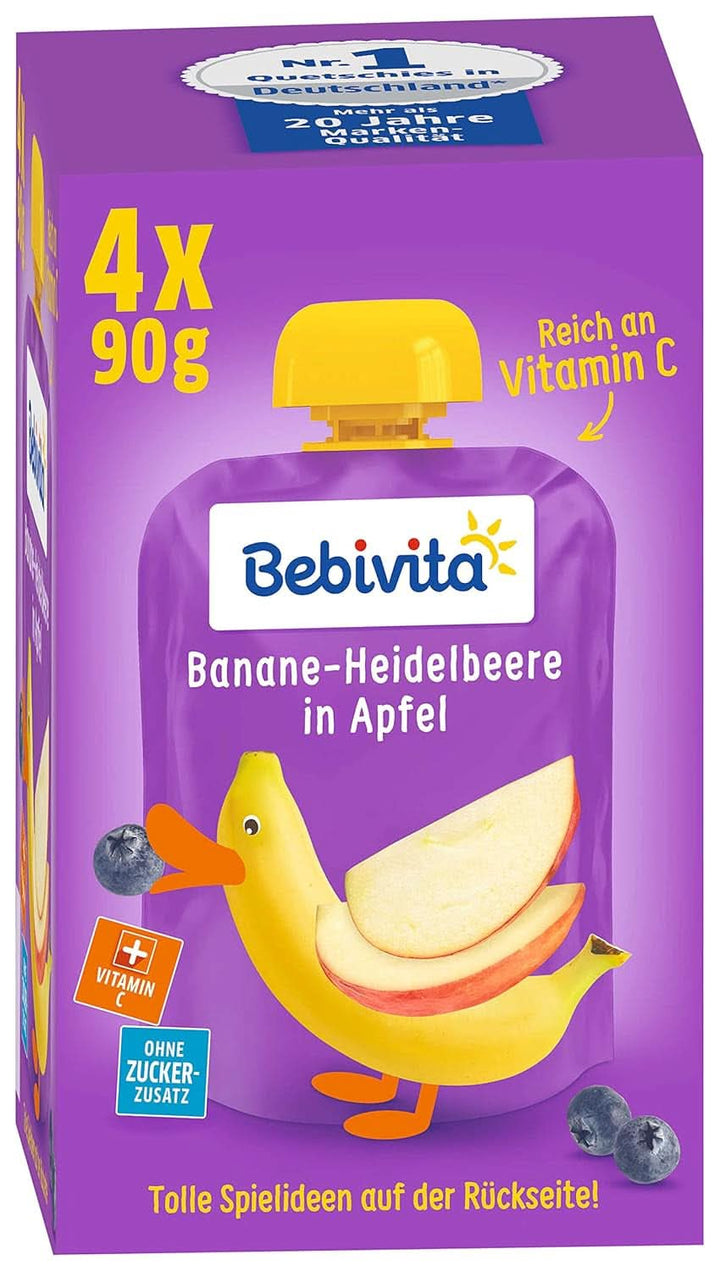 Kids fun fructe și cereale, integrale în mere-banane, pachet de 4 ( 4 X 90 grame )