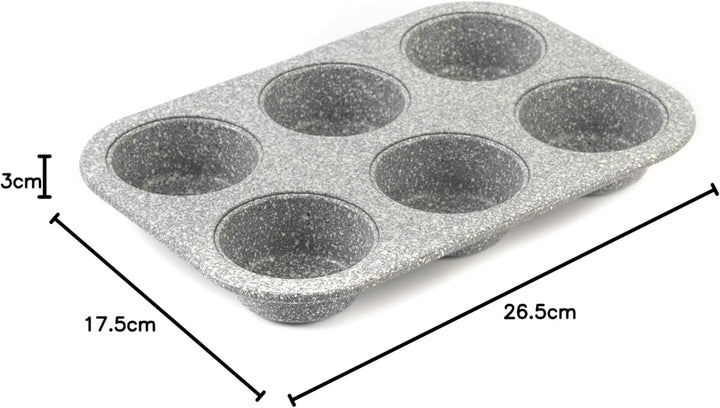 Salter BW02778G Marblestone 6 Tassen Muffin-Backform - Muffinform, Antihaft Muffinblech Antihaftbeschichtet Backblech Backform Für Cupcakes, Brownies, Formen,Mini Muffins Backform