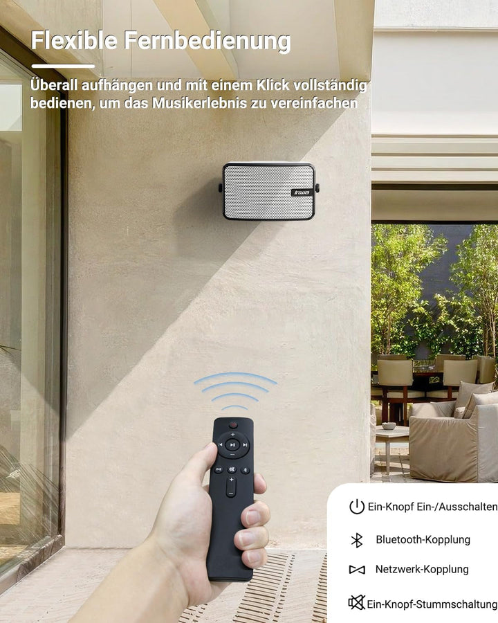 Inwa Bluetooth-Außenlautsprecher, Wandmontierbar, Wasserdicht (IPX5), Leistungsstarkes Bass-Soundsystem Für Den Innen- Und Außenbereich, Sync Von Bis Zu 100 Lautsprechern (2PCS, MZ621)