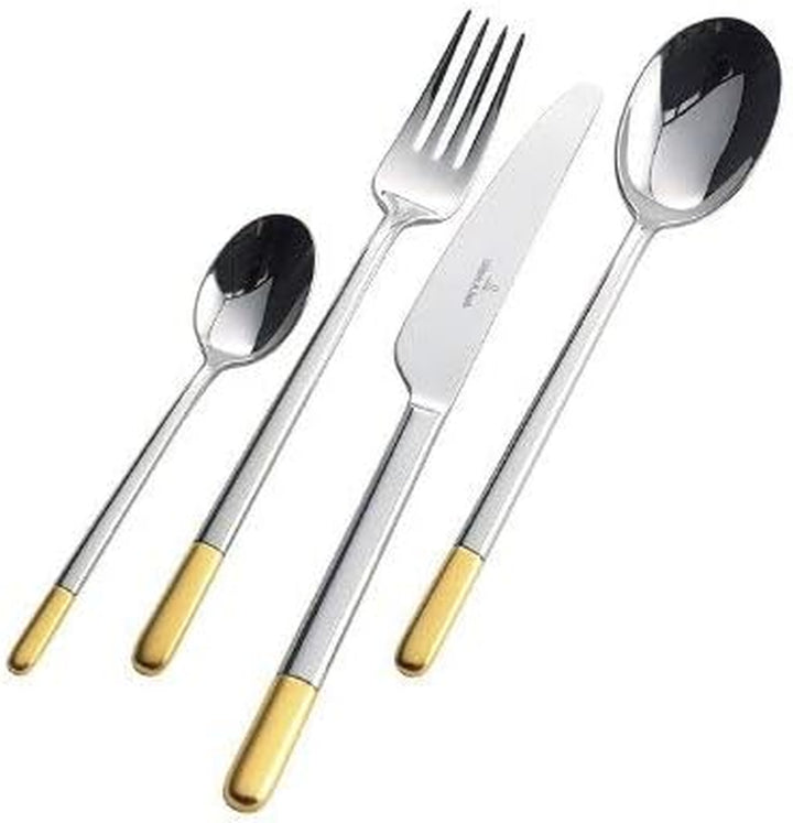 Villeroy & Boch – Ella Teilvergoldet Tafelbesteck Gold 30 Teilig 6 Personen, Spülmaschinenfest, Rostfrei, Besteckset, Besteck Set, Vergoldetes Besteck, Essbesteck, Edelstahl/Blattgold-Applikationen