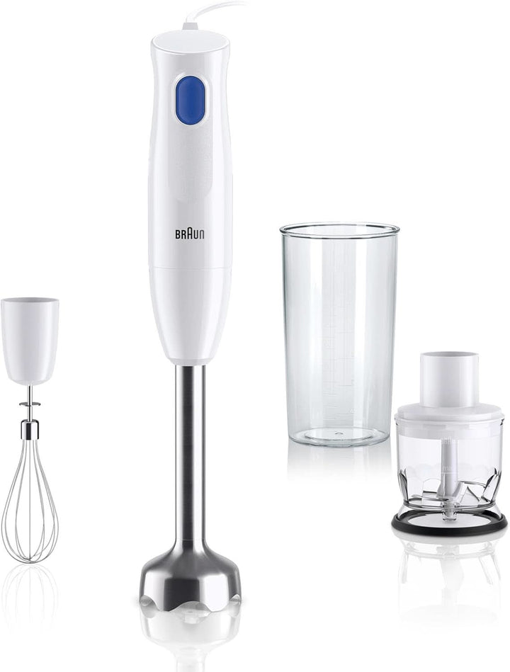 Braun Stabmixer MQ10.001M Multiquick 1 - Extra Leichter Pürierstab Mit Edelstahl-Mixfuß Und Easytwist System, Inkl. 600 Ml Mix- & Messbecher, 450 Watt, Weiß