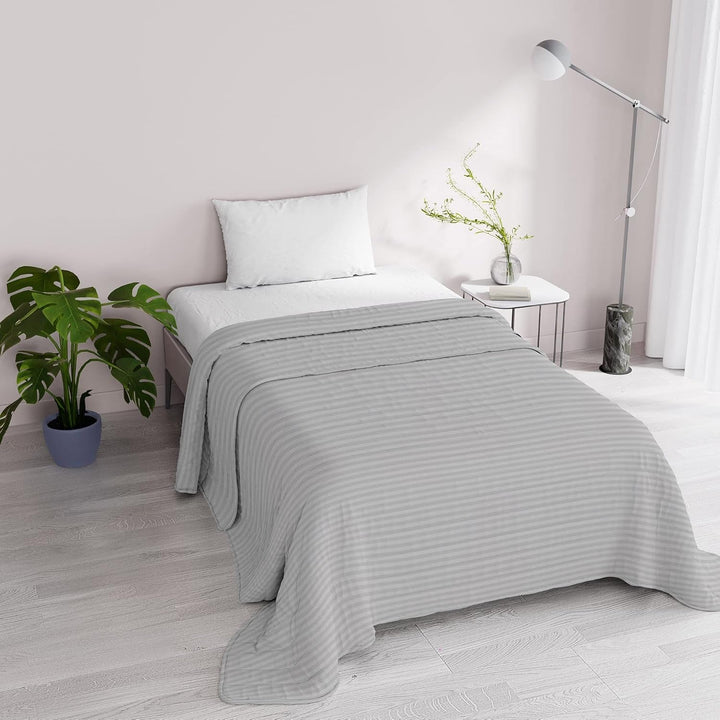 Cuvertură de vară Satin Stripes, poliester, crem, 260X250 Cm