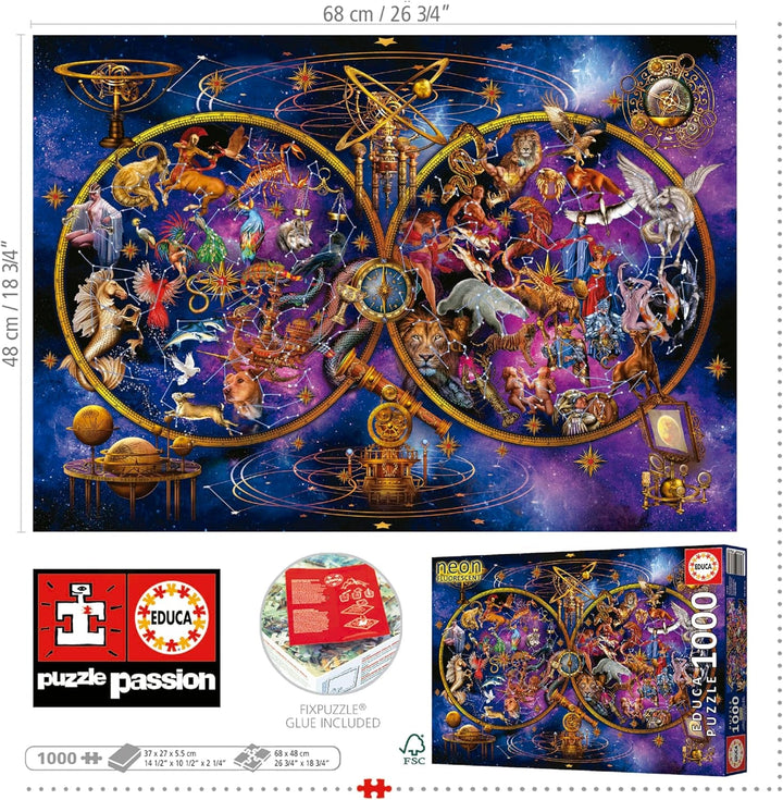 Educa - Puzzle 1000 piese pentru adulti | Imagini cu stele, puzzle 1000 piese pentru adulti si copii de la 14 ani, fluorescent, luminos in intuneric (19561)