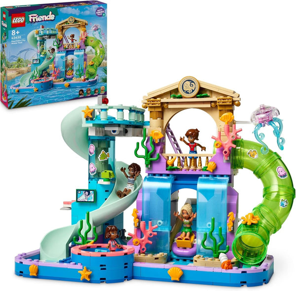 Parcul acvatic LEGO Friends Heartlake City, set de joacă în aer liber pentru fete și băieți cu vârsta peste 8 ani, experiență de joacă creativă cu 3 figurine, micro figurină, 3 tobogane și hidromasaj 42630
