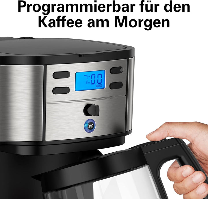 Hamilton Beach aparat de cafea cu sistem dublu de preparare, cu cană de călătorie, până la 12 cești de cafea, filtru programabil, aparat de cafea complet automat, 1,8 litri, negru (49980A-CE)