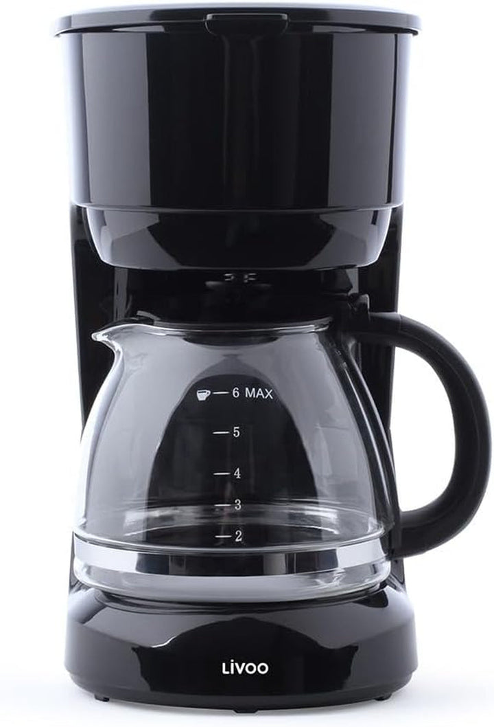 Livoo - Cafetieră electrică - 750 ml, 600 W, funcție de menținere la cald, carafă din sticlă