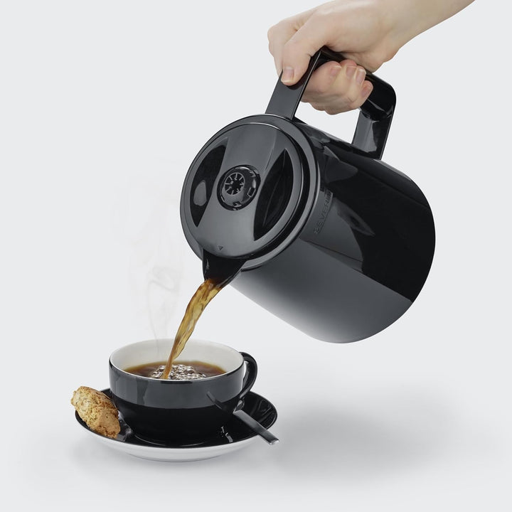 SEVERIN Duo filtru de cafea cu ulcior termo, filtru de cafea pentru până la 16 cești, filtru de cafea atractiv cu 2 ulcioare cu vid, negru, KA 9315