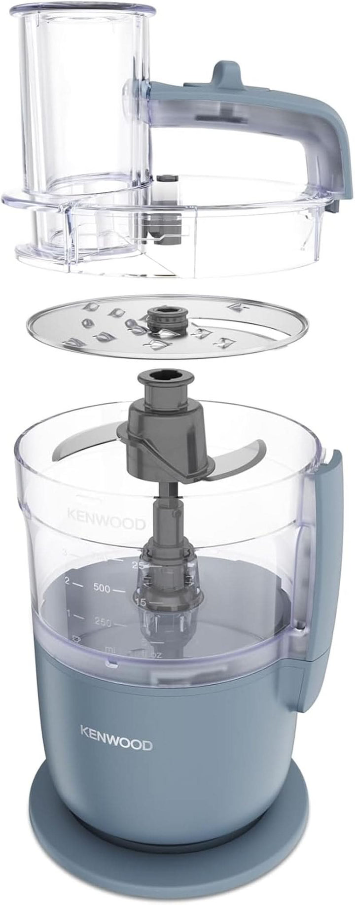 Kenwood Multipro Go FDP22.​000GY, Robot Da Cucina Che Trita, Affetta, Grattugia, Riduce in Purea E Impasta, Ciotola Da 1.3L, Lame per Impastare, Disco Da 4 Mm, 650W, Storm Blu