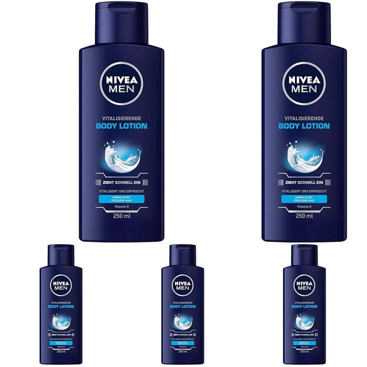 NIVEA MEN Vitalising Body Lotion, Loțiune de corp cu vitamina E pentru o piele intens hrănită, 250 ml