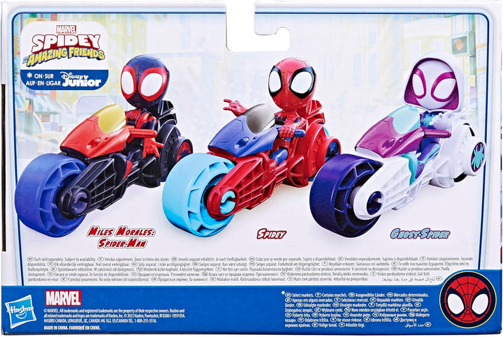 SPIDEY and HIS AMAZING FRIENDS Marvel Spidey figura cu motocicleta, jucărie pentru băieți și fete cu vârsta de 3 ani și peste