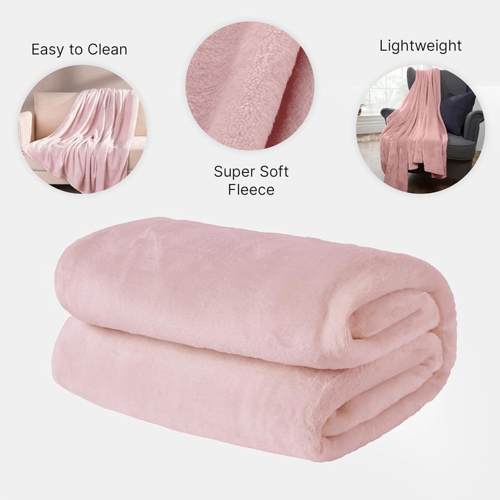 Brentfords Flanell-Fleece-Decke, Extraweich, GroÃŸ, Flauschig, Warm, Tagesdecke FÃ¼r Schlafzimmer, Einzelbett, Sofa, Couch, Blush Pink â€“ 120 X 150 Cm