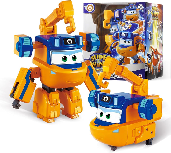 Super Wings Transformation Plane Supercharged Traver, Aprox. 12.7 Cm Figură mare de joacă pentru copii, avion de jucărie și figură de robot pentru băieți și fete de peste 3 ani, argintiu